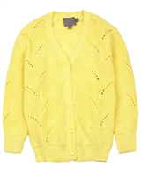 Creamie Girl's Ajour Knit Cardigan in Yellow
