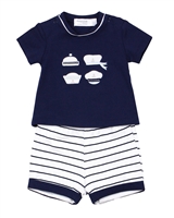 Mayoral Infant Boy's T-shirt with Applique and Striped Shorts Set