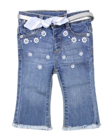 Mayoral Baby Girl's Embroidered Denim Pants with Belt