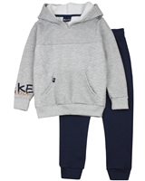 Quimby Boys Textured Hoodie in Grey and Pants Set