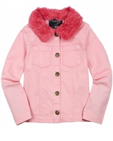 Quimby Girls Twill Jacket with Fur Collar