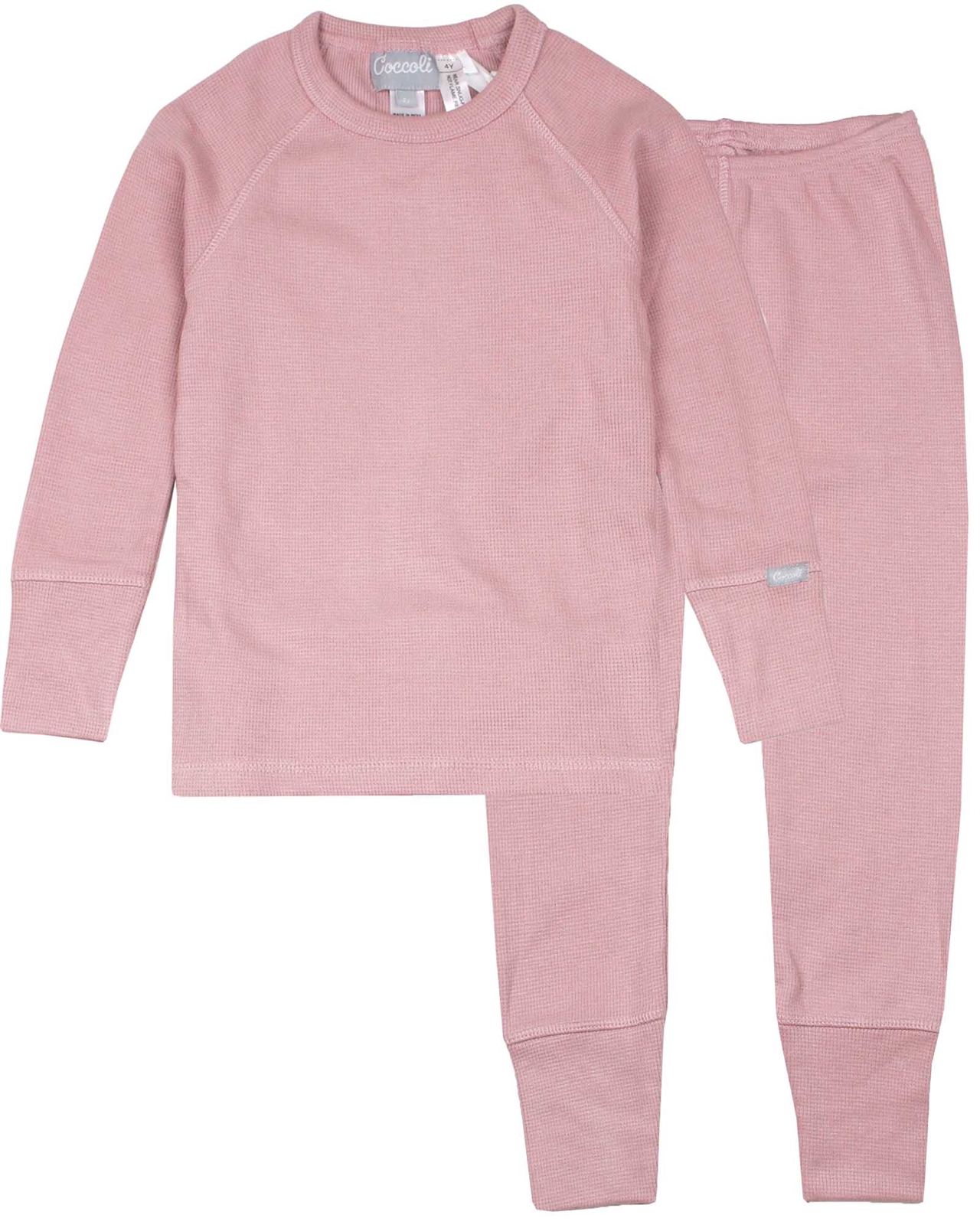 COCCOLI Girls Waffle Pyjamas Set in Rose Coccoli Sleepwear Coccoli clothing fall winter 2020 21