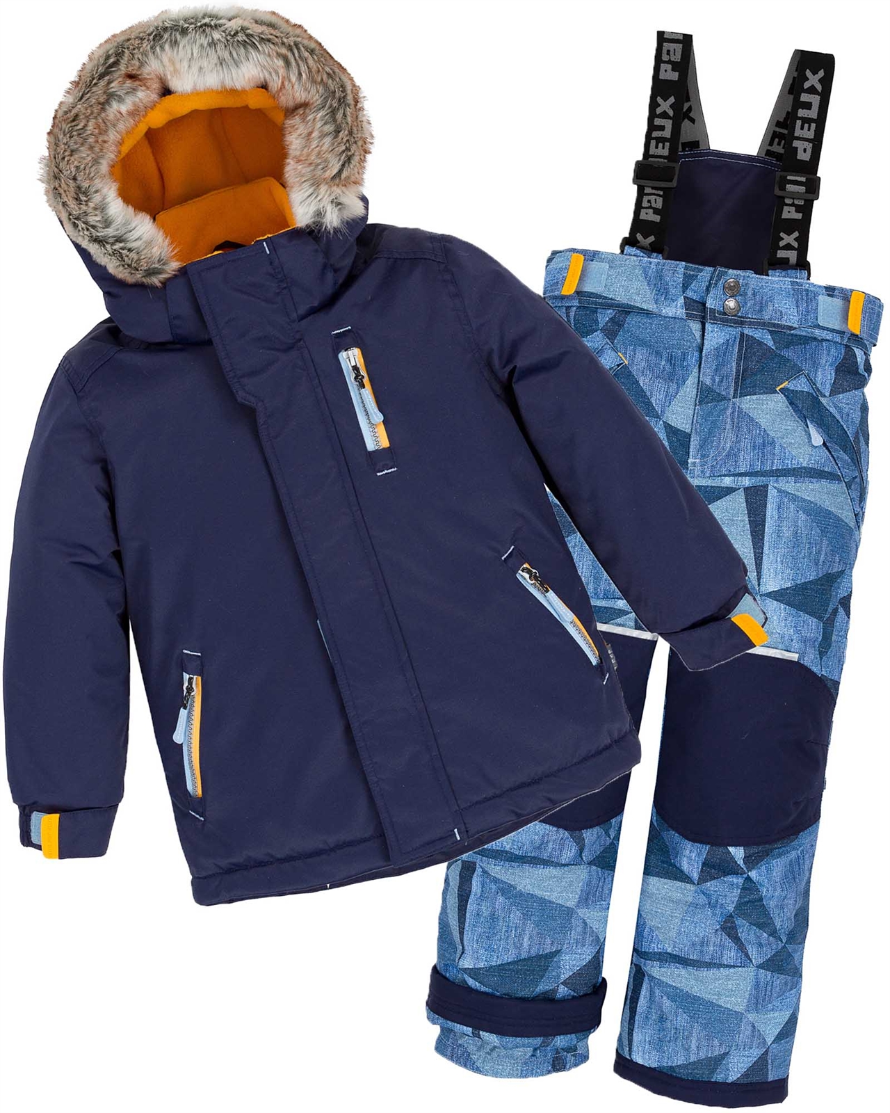 Deux par Deux Boys' 2-Piece Snowsuit Geo Jeans Print - Deux par