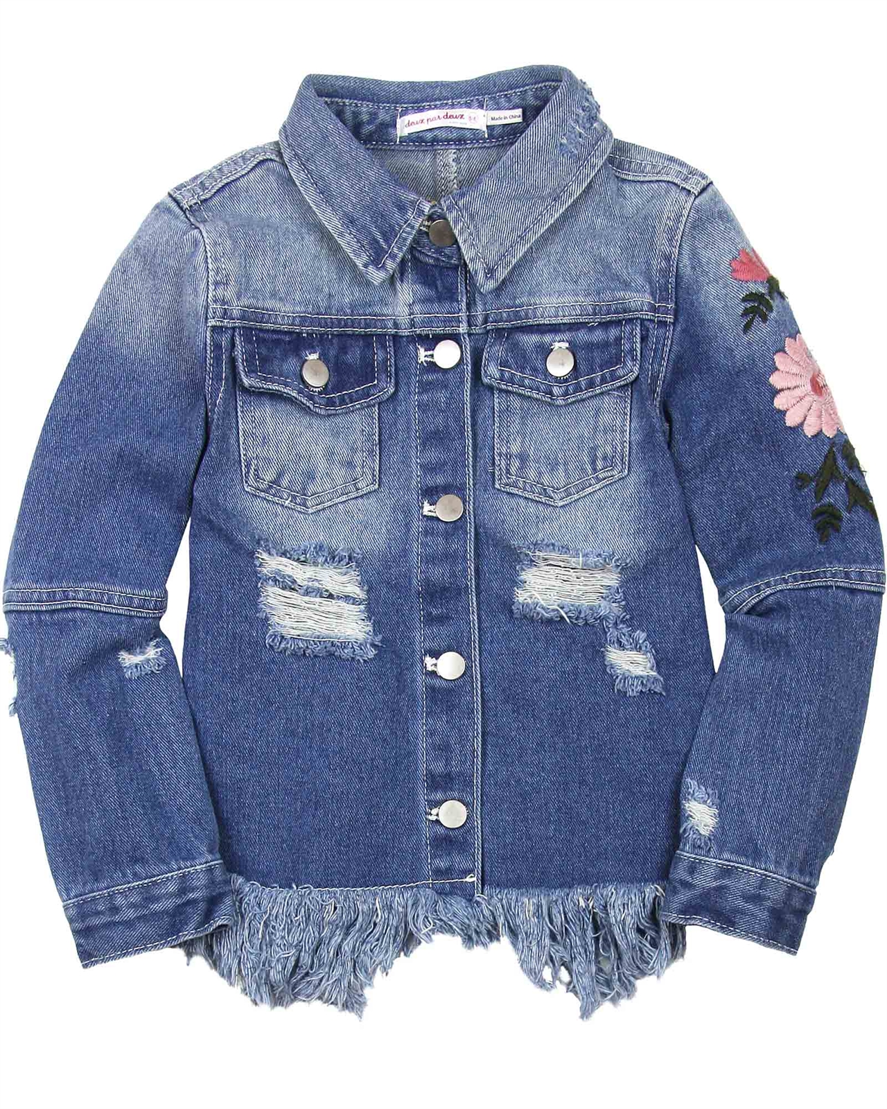 Girls distressed 2024 denim jacket