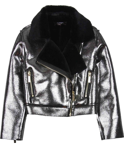 Imoga Shiny Coated Faux Shearling Jacket Esmae