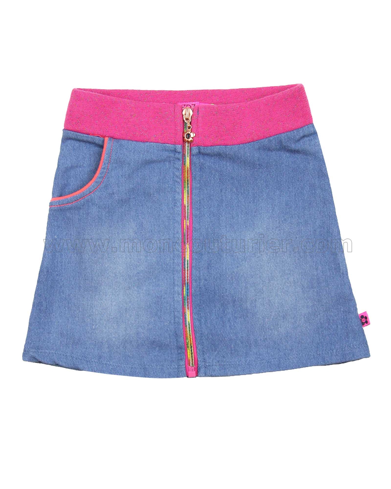 Jean skirt with outlet zipper down the front