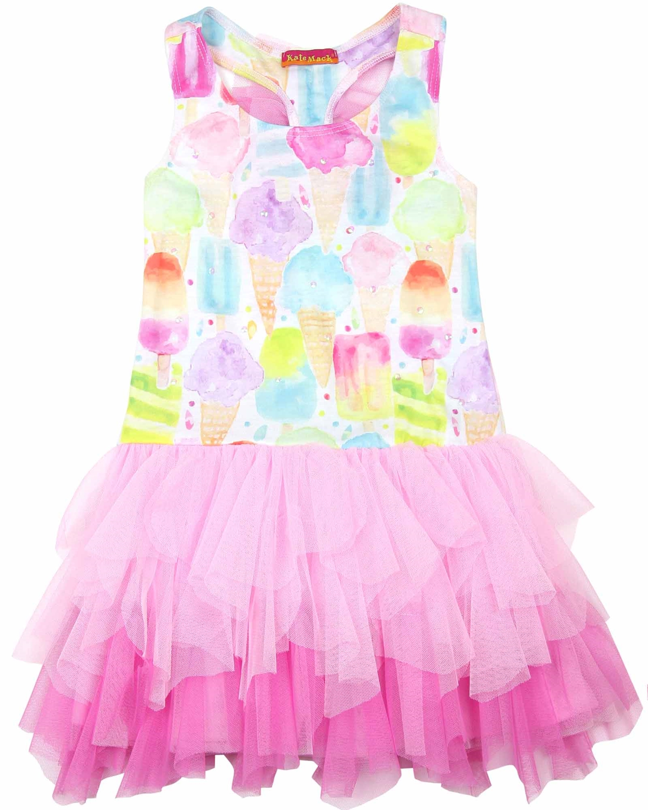 KATE MACK Girls Ice Cream Social Dress with Tulle Bottom Sizes 4 10