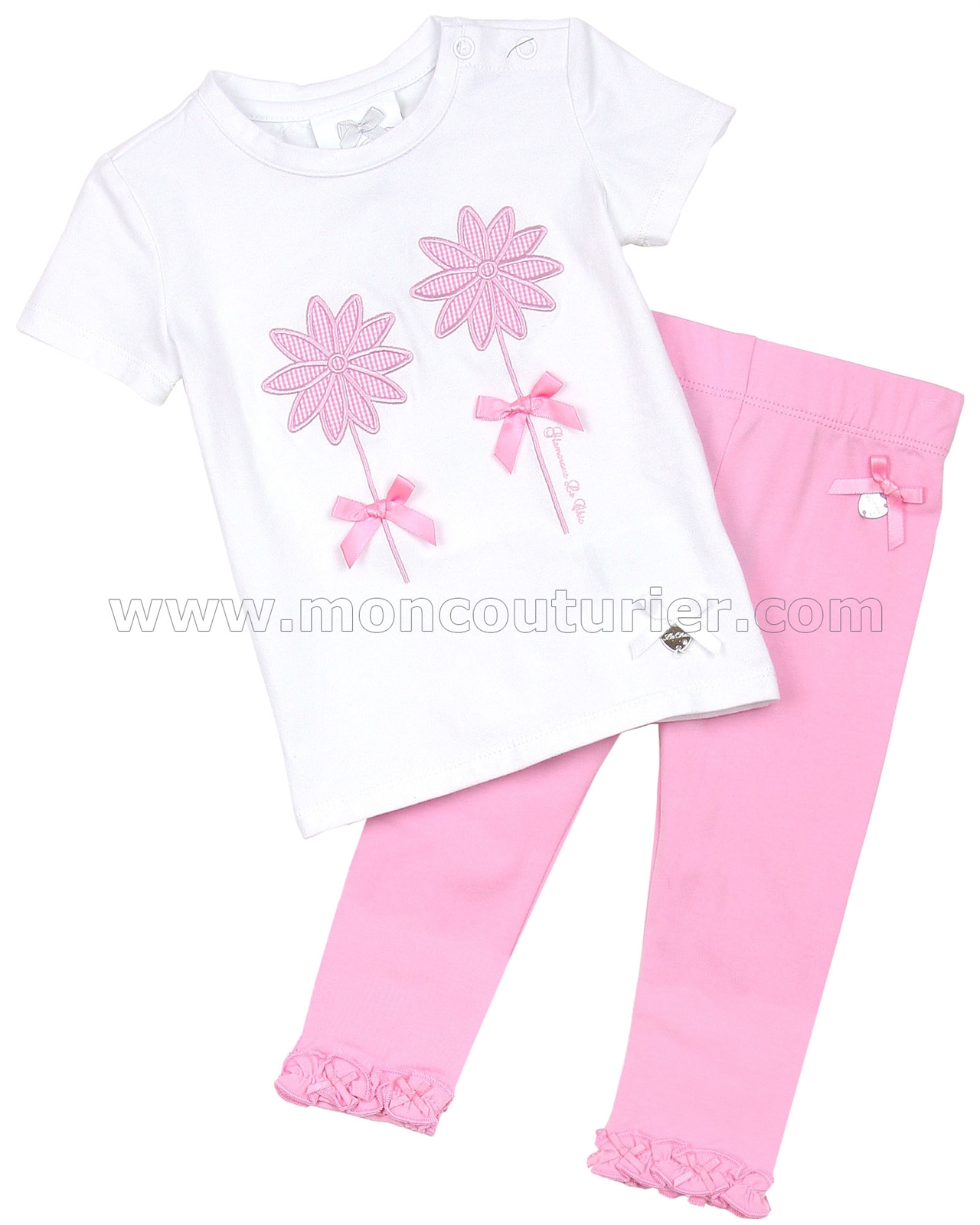 Le Chic Baby Girl Pink T shirt and Leggings Set Le Chic Le Chic Fall Winter 2016 2017