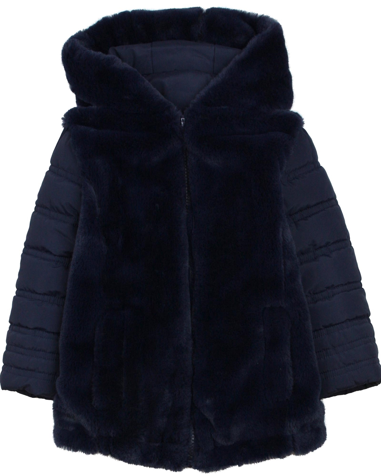 Girls navy 2024 fur coat