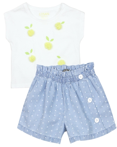 Losan Girls T Shirt And Chambray Shorts Set Losan Losan Spring Summer 2021