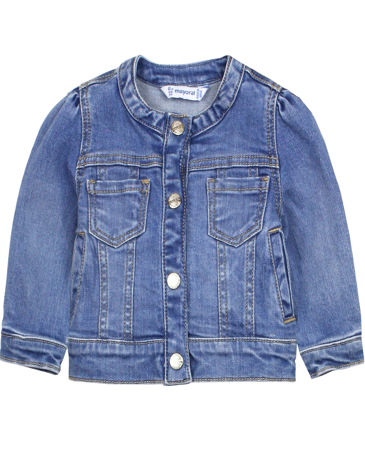 Cheap Girls' Jean Jacket Solid Color Polo Collar Children's Casual Tops |  Joom