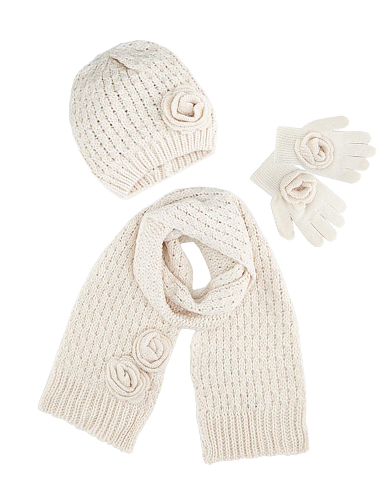 cream scarf and hat set