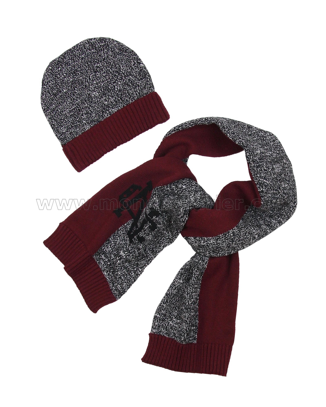 burgundy hat and scarf