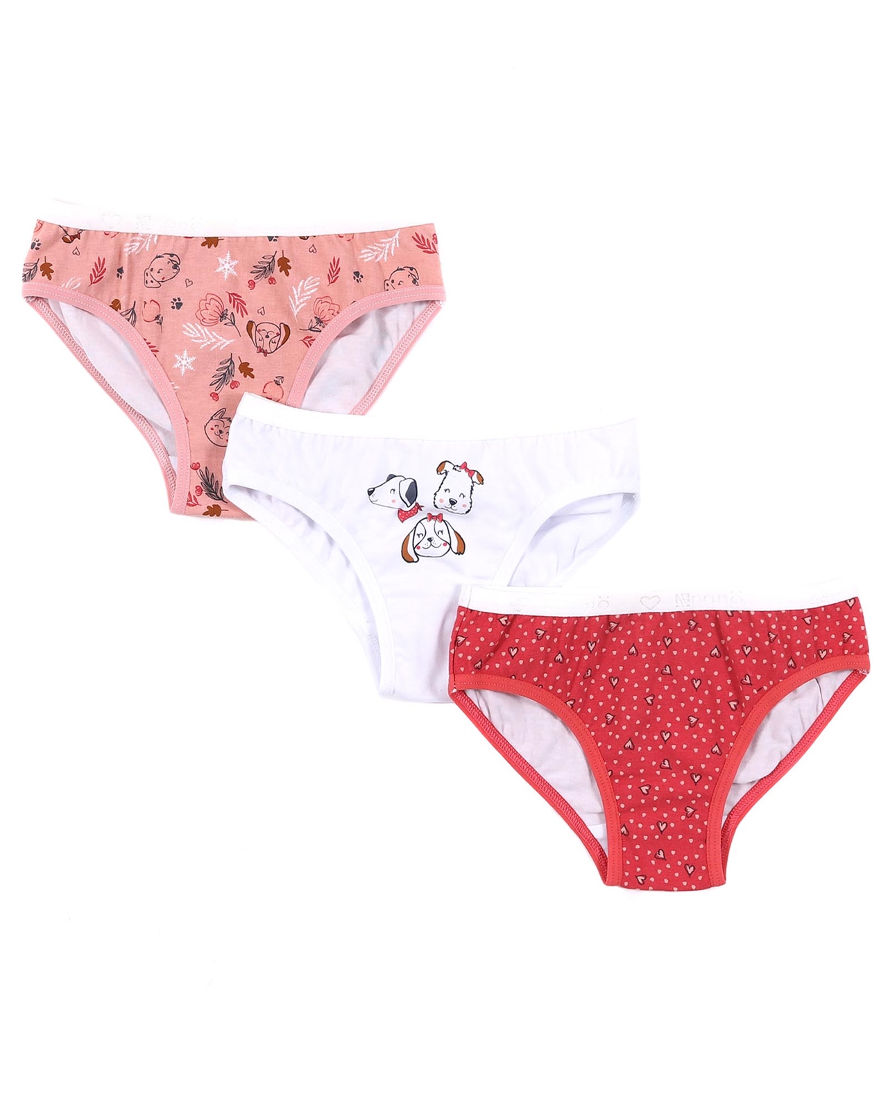 Nano Girls Three-pack Underwear Set in Pink/Grey/Navy
