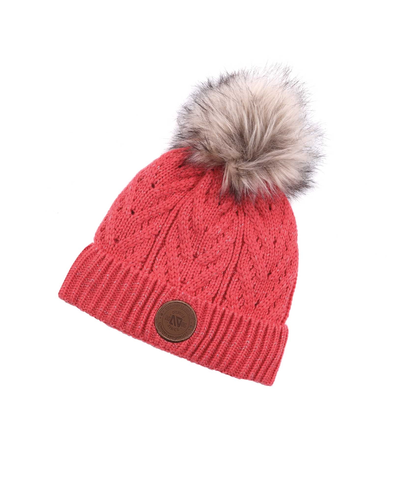 Nano Girls Pointelle Knit Hat with Pompom