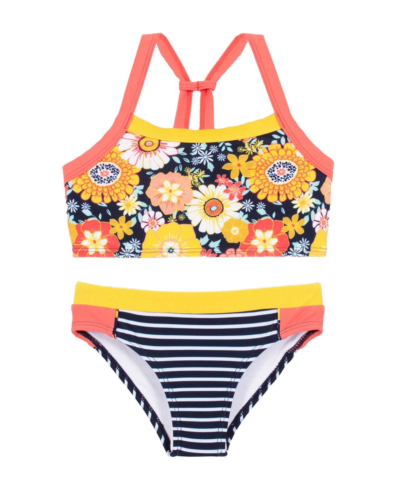 NANO Girls' Bikini in Stripe and Daisy Print, Sizes 3-14