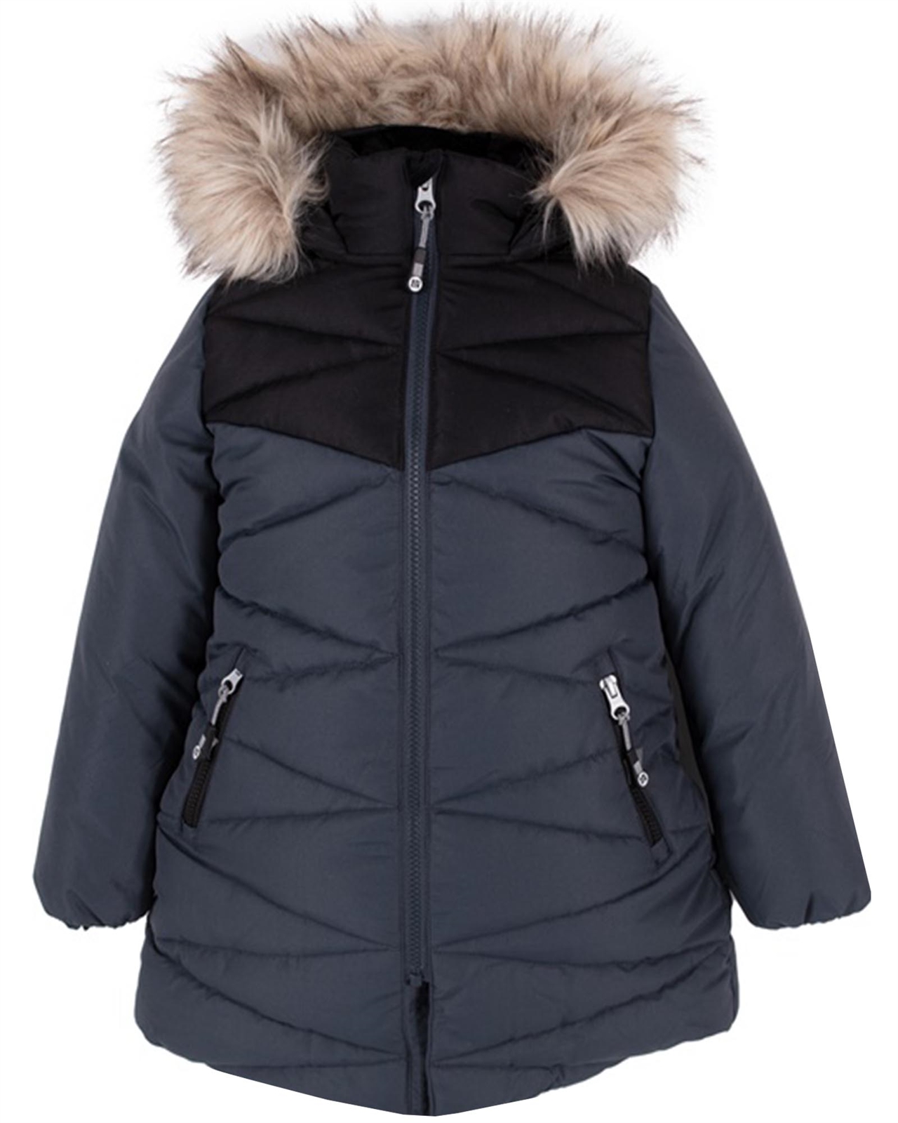 Nano Girls Quilted Puffer Coat in Charcoal