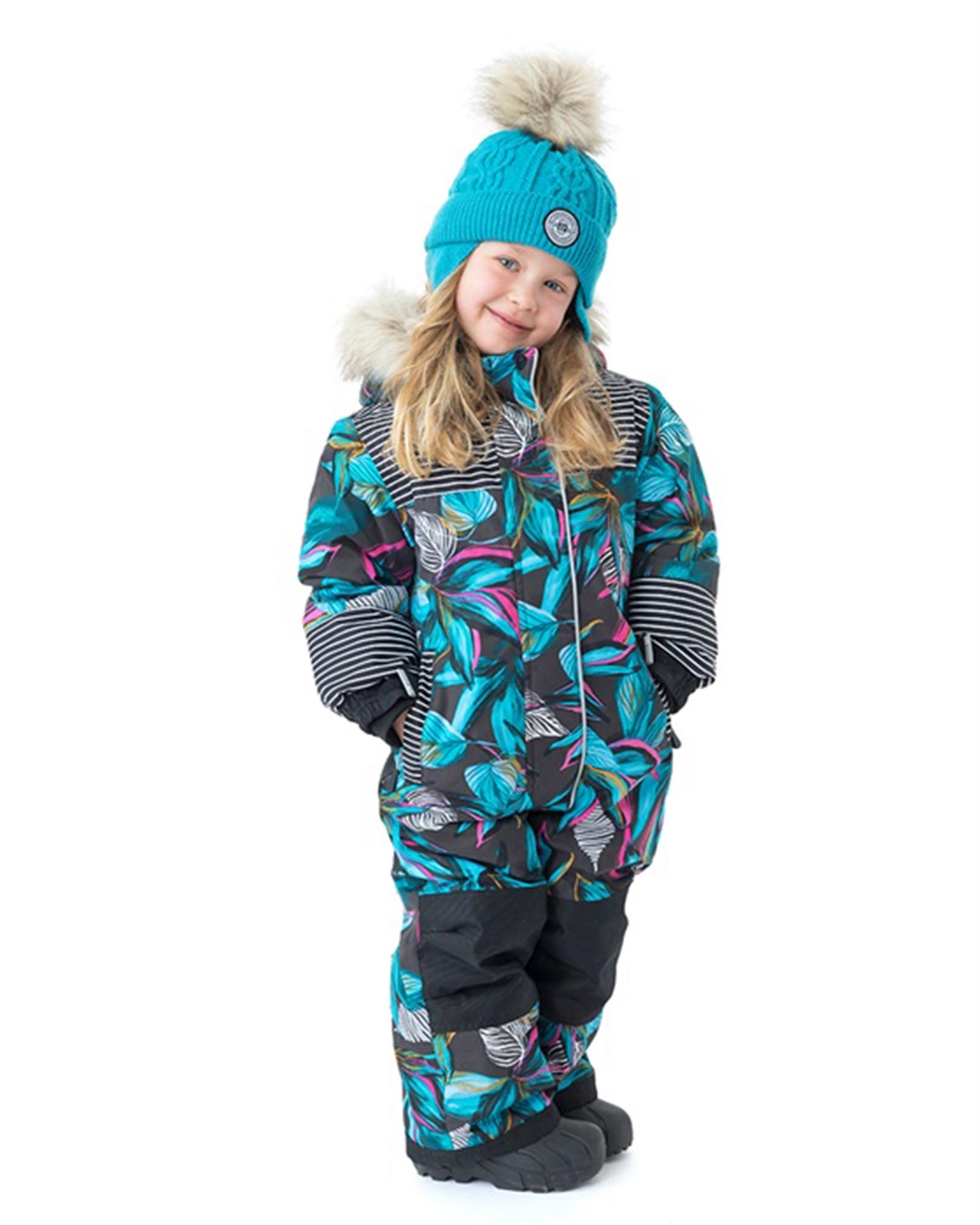 Nano Girls Nina One-piece Snowsuit in Abstract Leaves Print