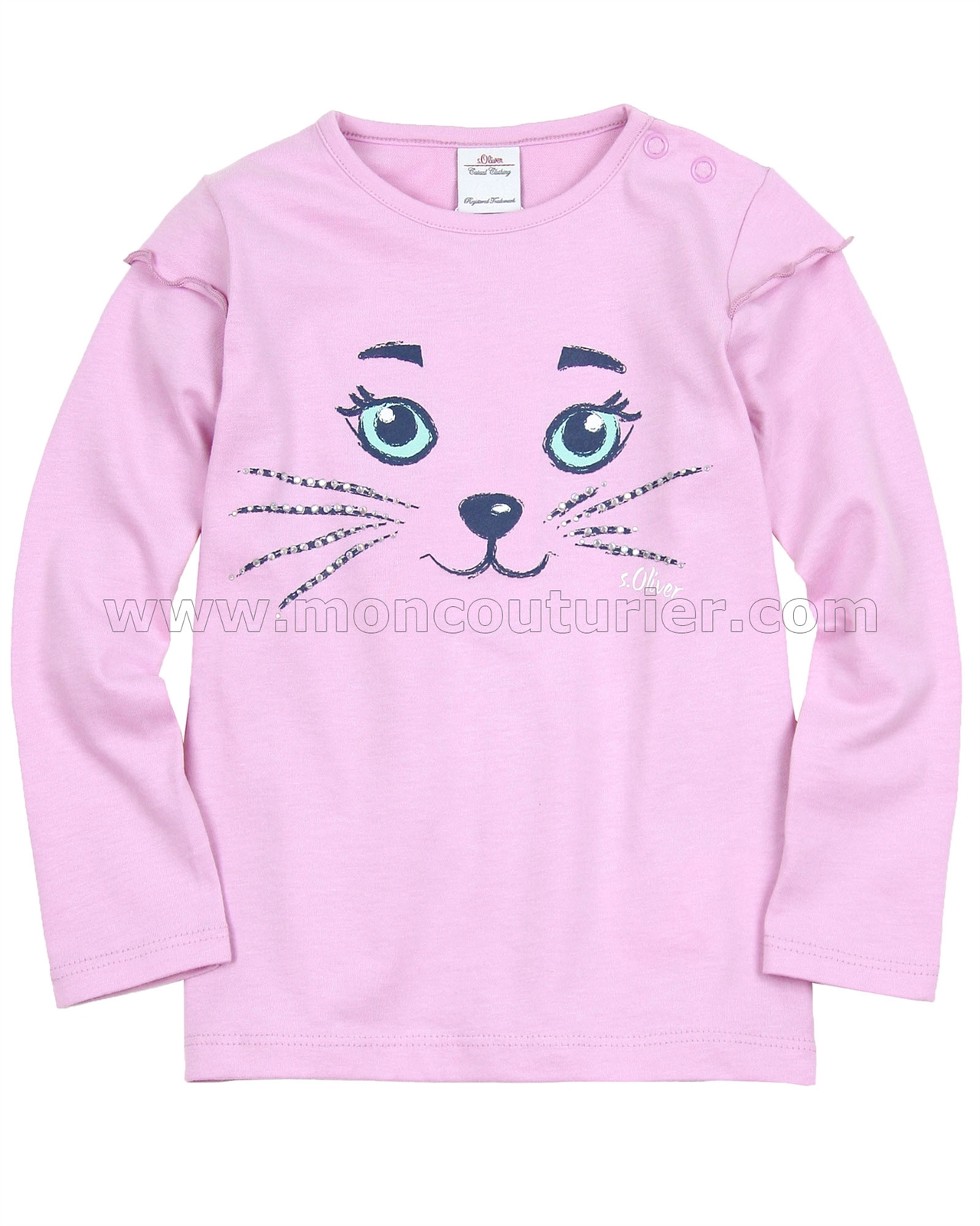 s.Oliver Baby Girls Top with Cat Pink Face Pale